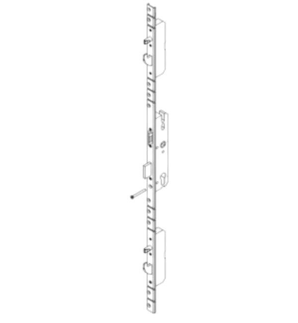 Metal lock mechanism on a white background